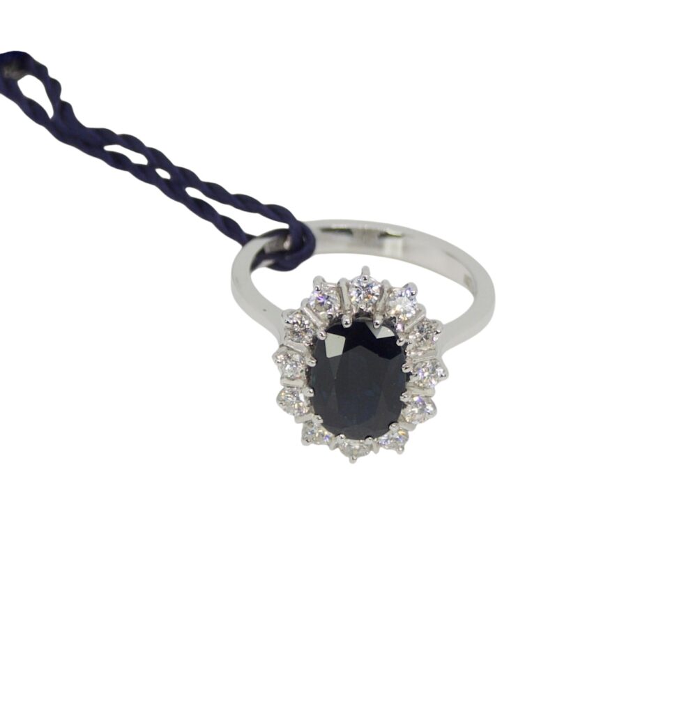 Anello Zaffiro Blu - Oro 18kt e Diamanti