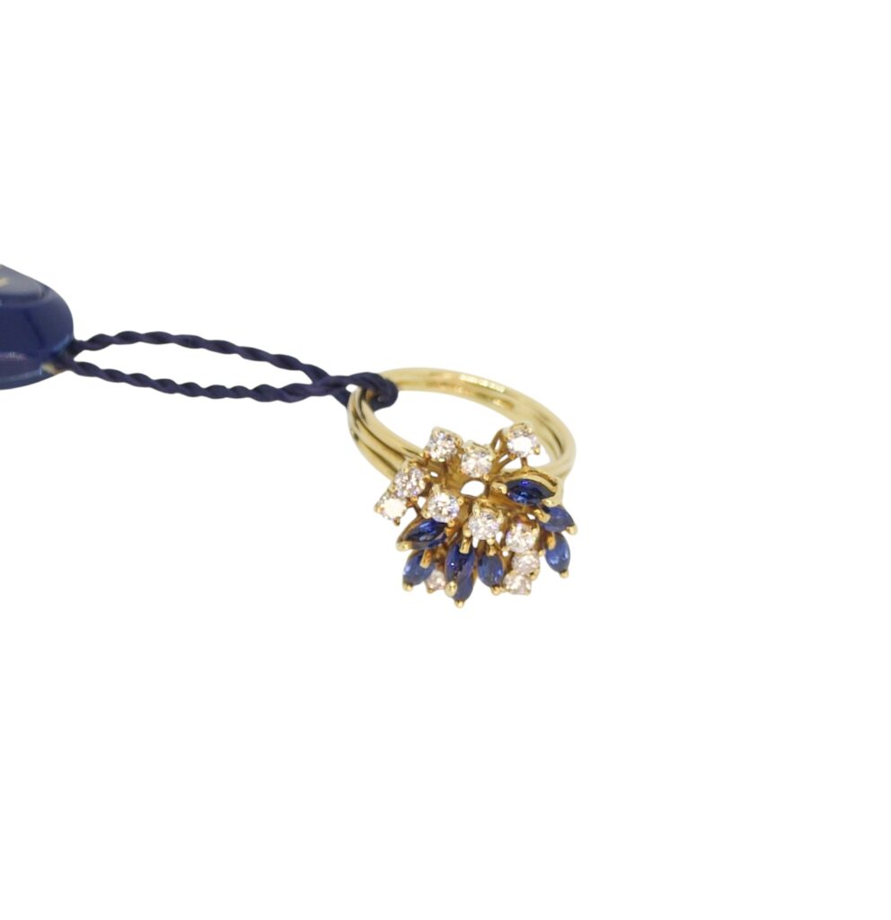Anello Zaffiro Blu - Oro 18kt e Diamanti